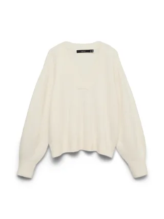 VERO MODA - VMBOOM LS V-NECK PULLOVER Birch - Gr. - M