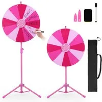 COSTWAY Spiel 60cm Glücksrad, höhenverstellbar, mit 12 Fächern & klappbarem Dreibein-Ständer