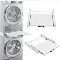 BBG Zwischenbaurahmen Zwischenbaurahmen für Waschmaschine und Trockner mit Ausziehablage (1-St., Waschmaschinen-Verbindungsrahmen 60 x 54 cm,Ablage bis 15 kg belastbar), Stahlrahmen mit Aluminiumprofilen, platzsparende Waschturm-Lösung