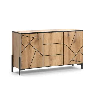 Vicco Kommode, Eiche, Holzwerkstoff, 7 Fächer, 3 Schubladen, Rechteckig, 124x69.6x39.7 cm, Wohnzimmer, Kommoden & Sideboards, Kommoden