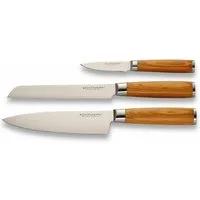 ECHTWERK Messer-Set Damaszener (Set, 3-tlg), Küchenmesser-Set mit Holzgriffen in natürlicher Optik