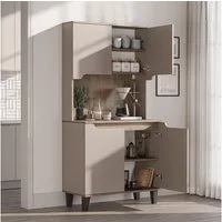 Roomart Küchenbuffet DEFNE mit Nische Kaffeebar Mikrowellenschrank Vorratsschrank, 5 Farben Offene Nische für Kaffeemaschine, 4 Türfächer
