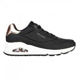 Skechers - "Uno Stand On Air" Sneaker für Damen, Keilabsatz (Schwarz/Metallic)