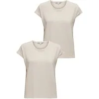 ONLY T-Shirt 2er-SET Rundhalsausschnitt, Modische Glitzer Naht Textur (2-tlg) ONLCLAUDIA S/S GLITTER TOP NOOS JRS