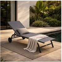 HOME DELUXE Gartenliege NAILEA DELUXE - 184 x 60 x 35 cm, verstellbare Rückenlehne, mit Rollen, Liegestuhl, Sonnenliege aus Alu