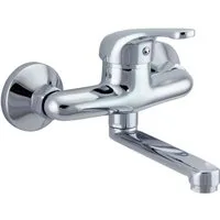 Hydroland Waschtischarmatur Joker Wandarmatur kurzer Auslauf, Wasserhahn, Badarmatur, Einhebel, Chrom