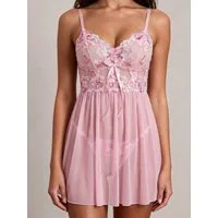 Elegant Love Negligé Reizwäsche-Set: Transparentes Schlafanzug & String als Nachtwäsche (Set, 2-tlg., Negligee + Tanga) Babydoll mit Blumenstickerei – perfekt für besondere Momente