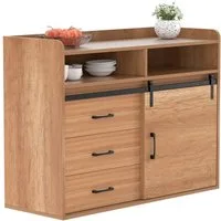 HOMAVO Sideboard HG1-S mit Schiebetür, 3 Schubladen & offenen Fächern