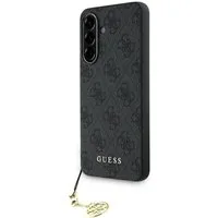 Guess Handyhülle Galaxy A56 Logo Kunstleder grau mit Kette goldfarbig 6,7 Zoll, Kantenschutz