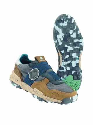 Satorisan S.L Herren Leinen-Sneaker Chacrona Blau Obermaterial: Rindleder, Leinen, Polyester, Elasthan