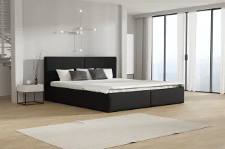 Polsterbett Doppelbett BERGEN Komplettset 140x200cm Stoff Magic Velvet Schwarz
