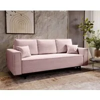 Goldstoff Schlafsofa Cordstoff - LUX 225 cm - Sofa mit schlaffunktion und Bettkasten