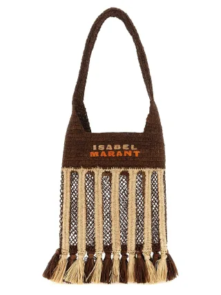 Isabel Marant Braune Raffia Schultertasche