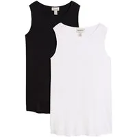 bonprix Shirttop (Packung, 2-tlg) Longtop in dezenter A-Linie, ärmellos, Viskose-Jersey mit Stretch