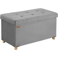Casaria Sitzbank, Samt Grau Faltbar mit Holzfüßen 76x38cm 300kg Belastbarkeit Flur
