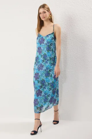Damen-Maxikleid mit Blumenmuster, locker fallend, für Tag und Nacht