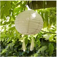 Lights4fun LED Laterne 20cm Lucena Solar Lampion crème