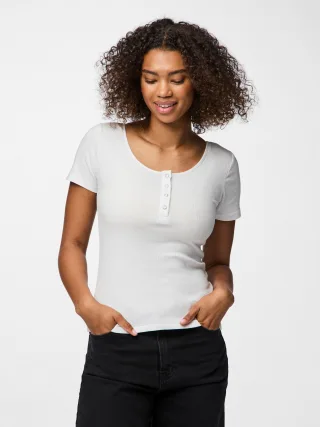 PIECES - PCKITTE SS TOP JRS NOOS BC Bright White - Gr. - S