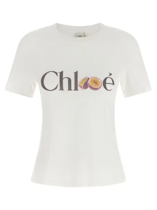 Chloé Weißes Baumwoll-T-Shirt