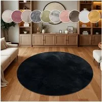 Paco Home Fellteppich Kunstfell Soft 380, rund, Höhe: 14 mm, Langflor, Kuschelteppich - besonders weich, Uni-Farben