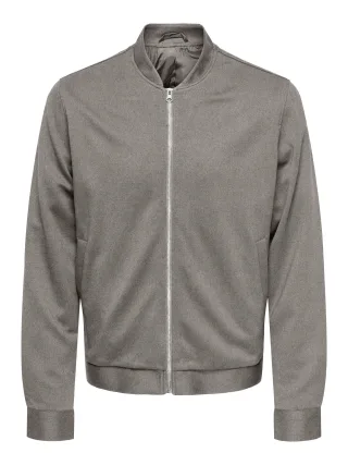 ONLY&SONS - ONSMARK BRUSH PIQUE 0353 BOMBER Grau - Gr. - XL