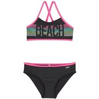 Bench. Bustier-Bikini mit pinken Kontrastpaspeln