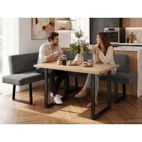 Beautysofa Eckbank CRESTO (Polsterbank für Esszimmer und Küche, Ecksofa für das Esszimmer mit schwarzen Metallbeinen), moderne Esszimmerbank für die ganze Familie