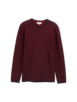 Tom Tailor - Strickpullover mit Rundhalsausschnitt red navy stripe - Gr. - XXL