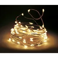 Spetebo LED-Lichterkette Draht Lichterkette 80 LED / 395 cm - warm weiß, 20-flammig, Deko Beleuchtung Indoor / Outdoor - Weihnachten Advent Winter