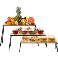 Cheffinger Dekotablett Serviertablett Tablett Set mit klappbaren Beinen Etagere 3tlg