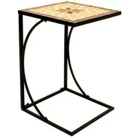 Spetebo Gartentisch Metall Beistelltisch eckig - 53 x 35 cm, Gartentisch mit Mosaik Platte