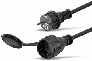 GOOBAY Gummi Schutzkontaktverlängerung, 10 m, 3x1,5 mm², schwarz