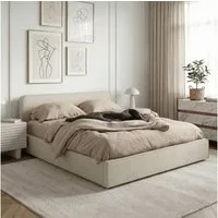 IDIMEX Polsterbett MARINI, Bett 140x200 cm mit Lattenrost Doppelbett mit Kopfteil Stoff beige
