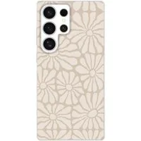 MuchoWow Handyhülle für Samsung Galaxy S25 Ultra Floral - Druck - Beige - Braun - Minimali, Phone Case, Silikon, Schutzhülle Dünn