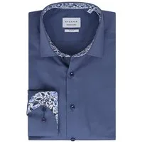 Eterna Businesshemd SLIM FIT I Blau I Bügelfrei I 100% Baumwolle Langarm 67cm I Kentkragen mit Besatz