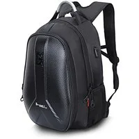 Bagtecs Rucksack Motorrad Hartschalen Rucksack Carbon II # + USB-Anschluss 37L sw