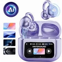 Vashoy Offene Bluetooth-Ohrclip-Kopfhörer mit KI-Übersetzung & Protokoll Bluetooth-Kopfhörer (Echtzeit-Übersetzungsfunktion, Mit Protokollfunktion, Drahtlose Verbindung Bluetooth, 5.4 Bluetooth, wasser- und winddicht, Ohrclip-Design,mit Display)