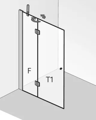 HSK Walk in Aperto Drehtür pendelbar an Nebenteil, 2-teilig 2826xxx