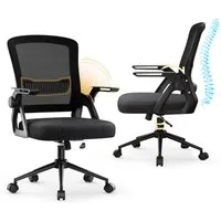 ZAISZE Bürostuhl Ergonomischer Bürostuhl mit Mesh-Rückenlehne und Lendenstütze (Verstellbarer Armlehnen, Atmungsaktiv, Höhenverstellbarer Schreibtischstuhl mit 90° Klappbaren Armlehnen), Verlängerte und Verbreiterte Rückenlehne, Drehstuhl fürs Homeof