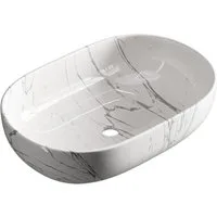 Planetmöbel Aufsatzwaschbecken Aufsatzwaschbecken Oval 60 cm (Waschschale ohne Überlauf, hochwertiges Keramik), Handwaschbecken