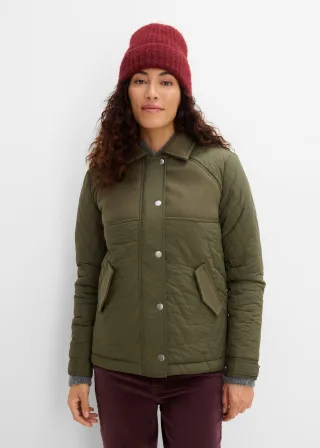 bonprix Steppjacke mit Materialmix Wollimitat, grün, Gr.36, Steppjacke mit Materialmix Wollimitat