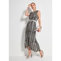 MADELEINE Maxikleid Sommerkleid mit Schlangenmuster Midikleid mit Rundhals mit V-Ausschnitt, Wadenlänge und ohne Arm