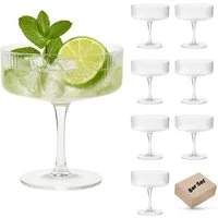 DAL CERO Martiniglas Cocktailglas – Elegantes geripptes Glas für Cocktails & Desserts, 8-tlg., 1-12er Set in 2 Größen