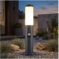 GLOBO LIGHTING LED Außen-Stehlampe, Leuchtmittel inklusive, Warmweiß, LED Außen Stehleuchte Gartenlampe Sockelleuchte mit Bewegungsmelder