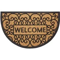 HANSE Home Fußmatte Welcome, Türmatte, halbrund, Höhe: 8 mm, Kokos, Gummi, Schmutzfangmatte, Outdoor, Rutschfest, Innen, Kokosmatte