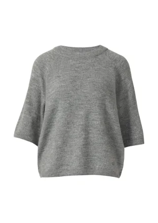 s.Oliver Red Label - Kurzarmpullover aus Alpakamix grau - Gr. - 40