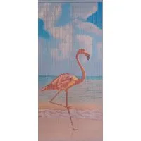 CONACORD Türvorhang Decona Flamingo Dekovorhang bunt, Ösen, halbtransparent, 90 x 200 cm, Bambus - blickdicht dank hoher Stranganzahl