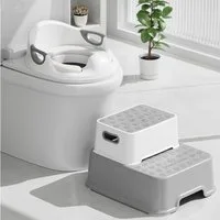 TLGREEN Toilettentrainer, Toilettensitz Kinder mit Tritthocker, Rutschfest, (Wc Sitz Kinder mit 2 Stufen Hocker), Kindertoilette, Toilettensitz für Kinder 1-8 Jahre