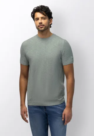 State of Art - Gemeliertes T-Shirt mit Gummibadge jade - Gr. - XL