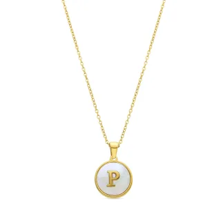 Luxenter-Halskette aus weißem Perlmutt in 18 Karat Gelbgold - Alphabet